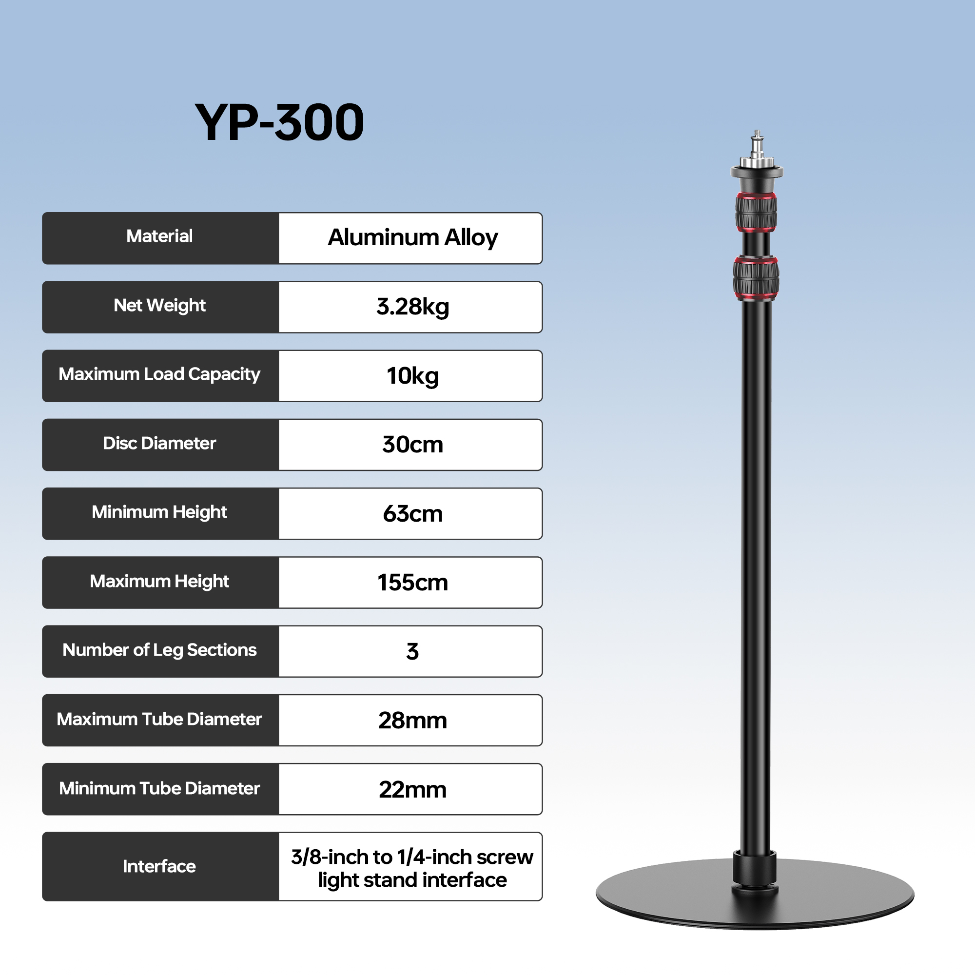 Manbily YP300 1,55 m Stativhal – Photography Lighting Mount Bewertung und Preis