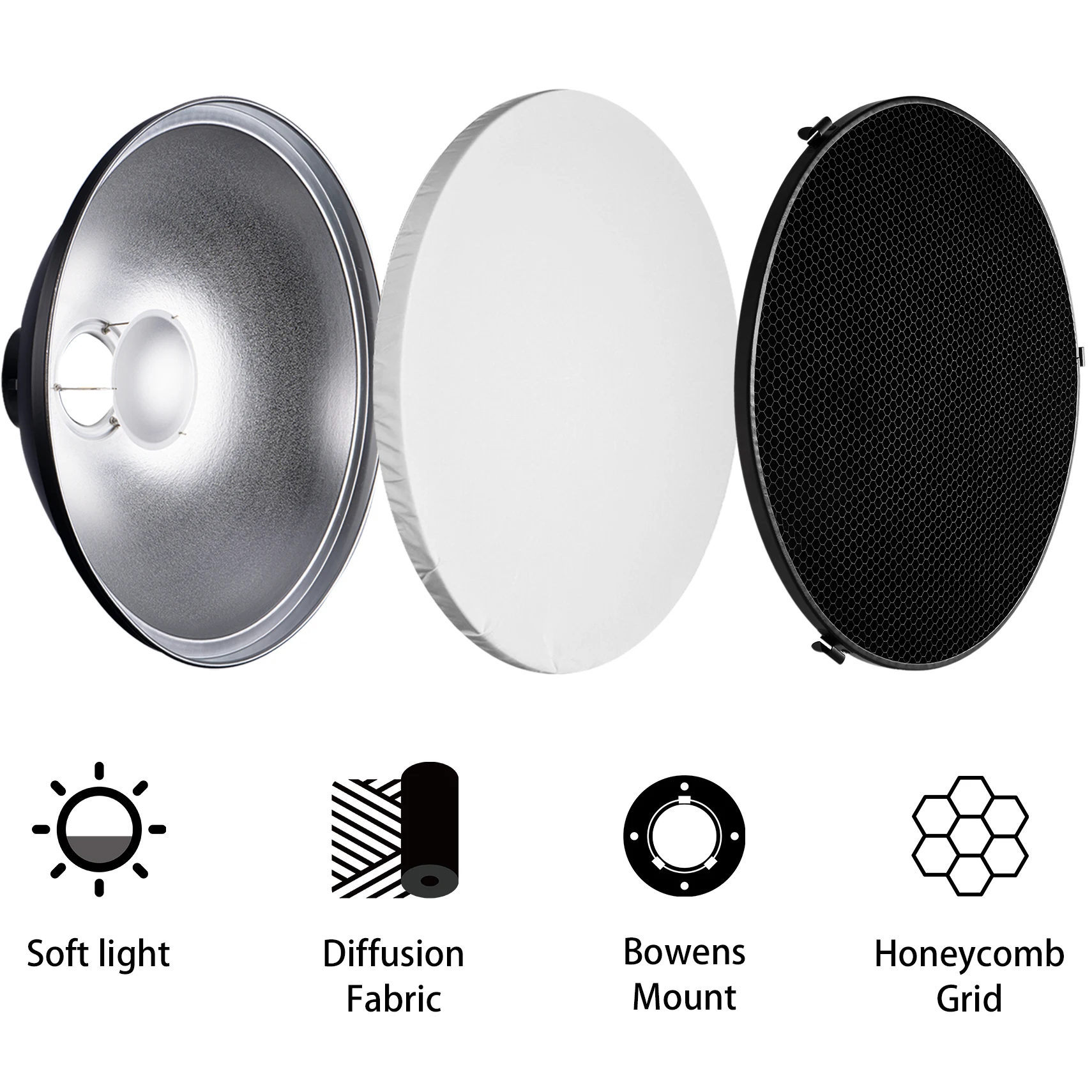 Selens 55 cm silber/weißer Inn – Beauty Dish 55Cm Bewertung und Preis